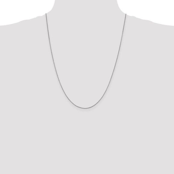 1mm, 10k White Gold, Box Chain Necklace, 24 Inch - Picture 2 of 8